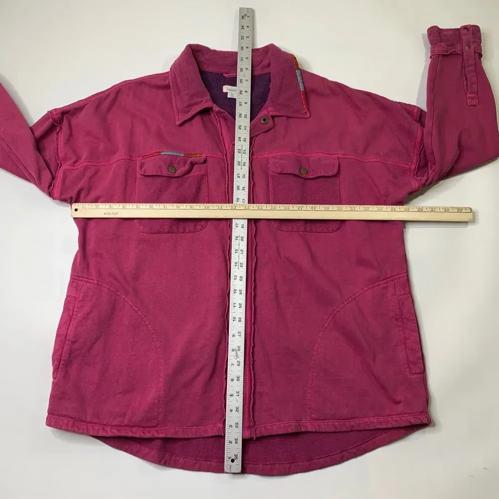 Sundance Shirt Jacket Womens PXL Thick Washed Cotton Raspberry Snap Boho Shacket